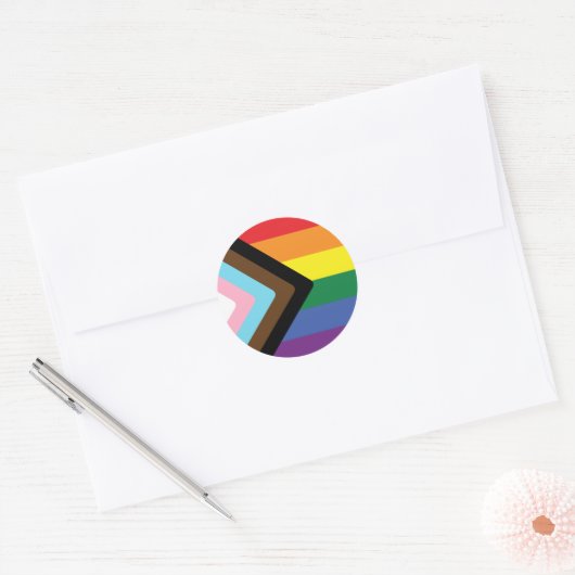 Progress Pride Flag Ronde Sticker (Envelop)