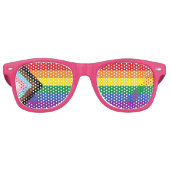 Progress Pride Flag Roze Retro Party Zonnebril (Voorkant)