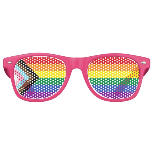 Progress Pride Flag Roze Retro Party Zonnebril (Voorkant)