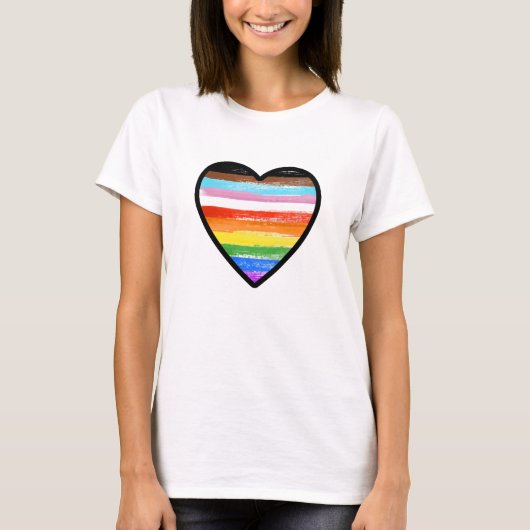 Progress Pride Geschilderd Hart T-shirt (Voorkant)