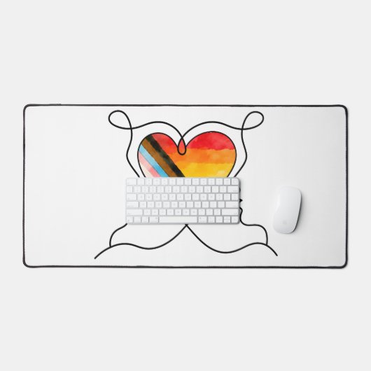 Progress Pride Hart Lijn Kunst Bureaumat (Keyboard & Muis)