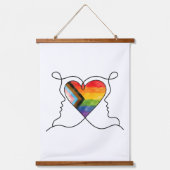Progress Pride Hart Lijn Kunst Hangend Wandkleed (Voorkant)