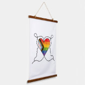Progress Pride Hart Lijn Kunst Hangend Wandkleed (Gebogen)