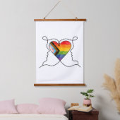 Progress Pride Hart Lijn Kunst Hangend Wandkleed (Slaapkamer)