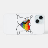 Progress Pride Hart Lijn Kunst iPhone 15 Case (Achterkant horizontaal)