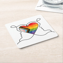 Progress Pride Hart Lijn Kunst Kartonnen Onderzetters