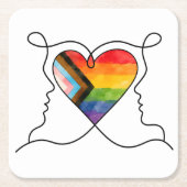 Progress Pride Hart Lijn Kunst Kartonnen Onderzetters (Voorkant)