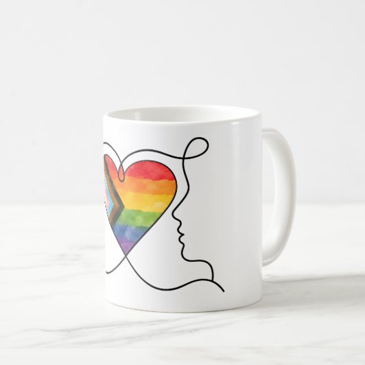 Progress Pride Hart Lijn Kunst Koffiemok (Voorkant rechts)
