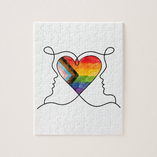 Progress Pride Hart Lijn Kunst Legpuzzel (Verticaal)