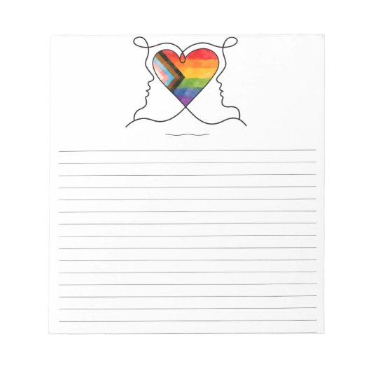 Progress Pride Hart Lijn Kunst Notitieblok (Voorkant)