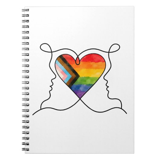 Progress Pride Hart Lijn Kunst Notitieboek (Voorkant)