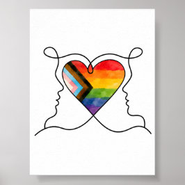Progress Pride Hart Lijn Kunst Poster