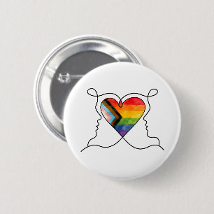 Progress Pride Hart Lijn Kunst Ronde Button 5,7 Cm