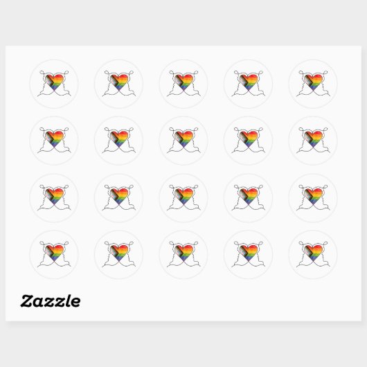 Progress Pride Hart Lijn Kunst Ronde Sticker (Vel)