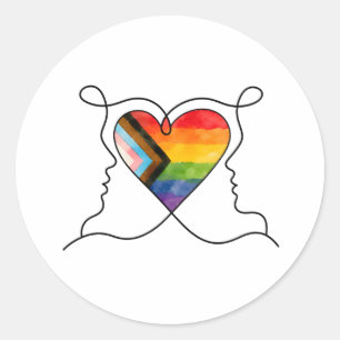 Progress Pride Hart Lijn Kunst Ronde Sticker