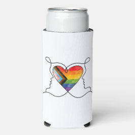 Progress Pride Hart Lijn Kunst Seltzer Blikjeskoeler