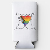 Progress Pride Hart Lijn Kunst Seltzer Blikjeskoeler (Voorkant)
