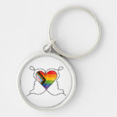 Progress Pride Hart Lijn Kunst Sleutelhanger (Voorkant)