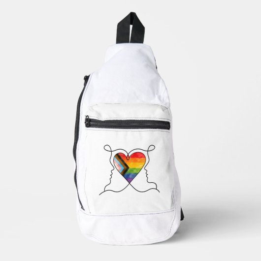 Progress Pride Hart Lijn Kunst Sling Bag (Voorkant)