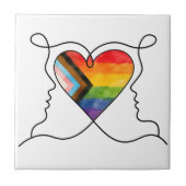 Progress Pride Hart Lijn Kunst Tegeltje (Voorkant)