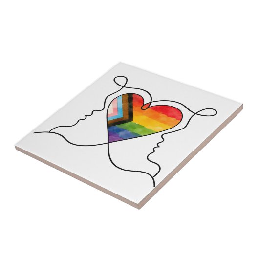 Progress Pride Hart Lijn Kunst Tegeltje (Zijkant)