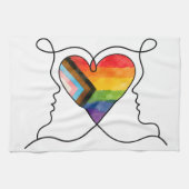 Progress Pride Hart Lijn Kunst Theedoek (Horizontaal)