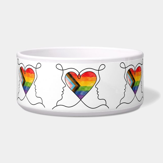 Progress Pride Hart Lijn Kunst Voerbakje (Voorkant)
