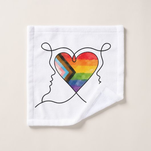 Progress Pride Hart Lijn Kunst Washandje (Wasdoekje)