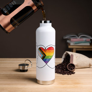 Progress Pride Hart Lijn Kunst Waterfles