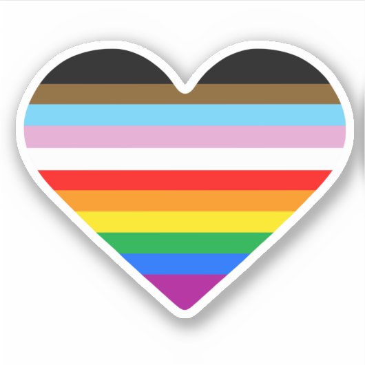 Progress Pride Hart Sticker (Voorkant)