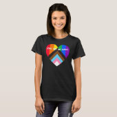 Progress Pride Heart Flag Love heeft geen grenzen T-shirt (Voorkant volledig)