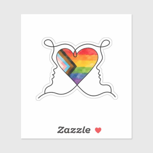 Progress Pride Heart Lijn Kunst Vinyl Sticker (Vel)