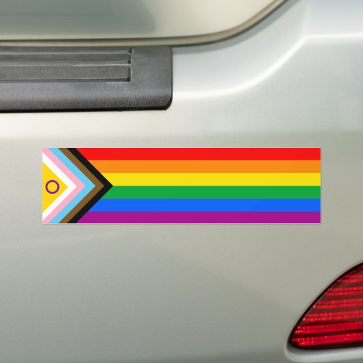 Progress Pride Inclusive Pride vlag Bumpersticker (Op auto)