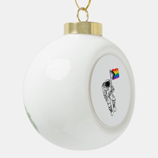 Progress Pride Moonman heeft problemen Keramische Bal Ornament (Links)