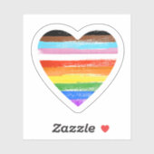 Progress Pride Painted Heart Sticker (Vel)