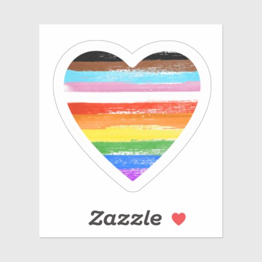 Progress Pride Painted Heart Sticker (Vel)