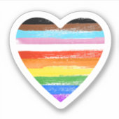 Progress Pride Painted Heart Sticker (Voorkant)