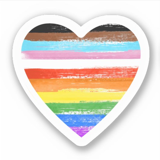 Progress Pride Painted Heart Sticker (Voorkant)