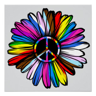 Progress Pride Peace Daisy - LGBTQ+ Love Wins Perfect Poster