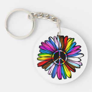 Progress Pride Peace Daisy - LGBTQ+ Love Wins Sleutelhanger
