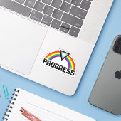 Progress Pride Regenbo sticker (Laptop met iPhone)