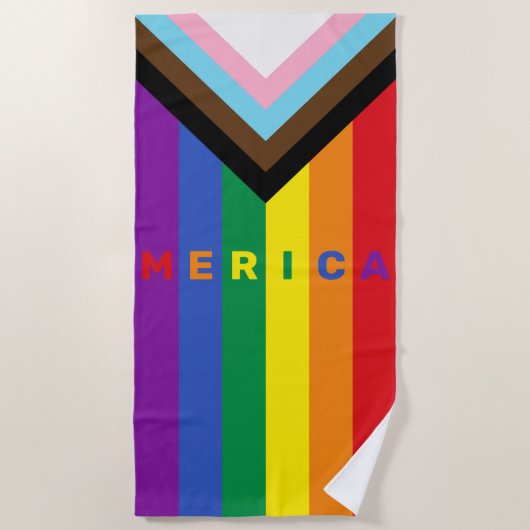 Progress Pride Regenboog Merica Gay Amerika Maatwe Strandlaken (Voorkant)