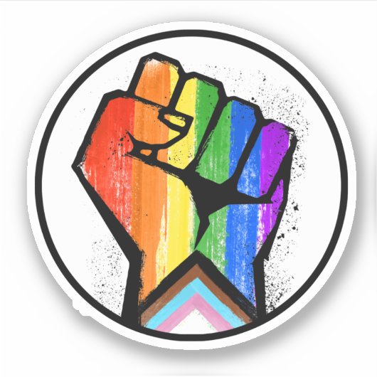 Progress Pride Resistance Circle Sticker (Voorkant)