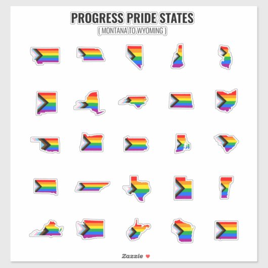 Progress Pride States (M-W) Sticker (Vel)