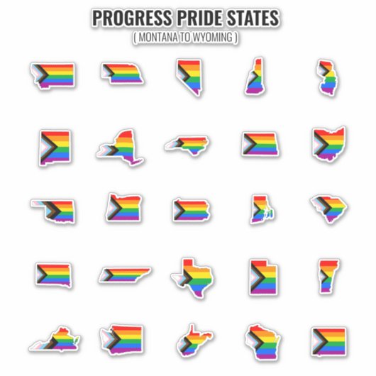 Progress Pride States (M-W) Sticker (Voorkant)
