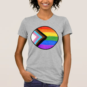 Progress Pride Strepen Geschilderde Knop T-shirt