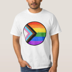 Progress Pride Strepen Geschilderde Knop T-shirt