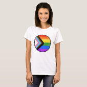 Progress Pride Strepen Geschilderde Knop T-shirt (Voorkant volledig)
