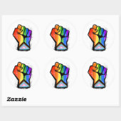 Progress Pride Vuist Ronde Sticker (Vel)
