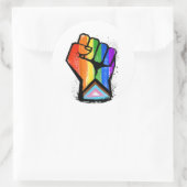 Progress Pride Vuist Ronde Sticker (Tas)